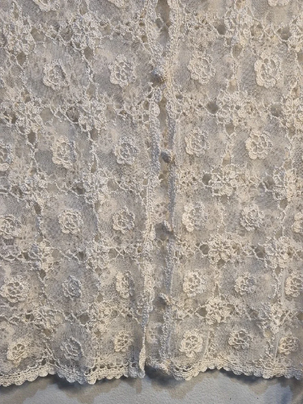 Valenti Cream Crochet Floral Button-Front Blouse - Picture 5 of 10